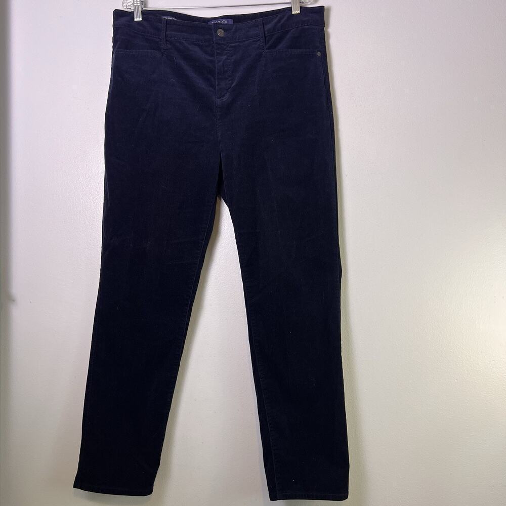 Talbots Womens Sz 16 Navy Blue Corduroy Pants High Rise Straight Leg Preppy